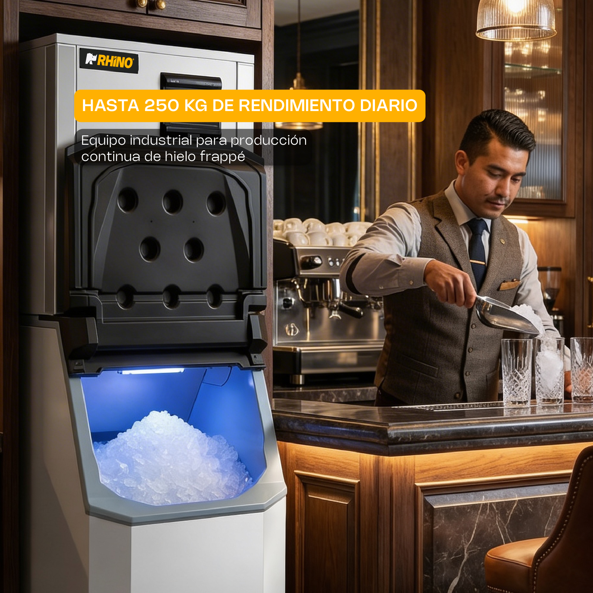 Fábrica de hielo frappé FAHIEL-250F Rhino hielo granular