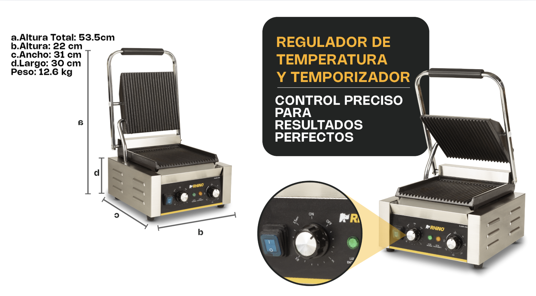 Plancha panini compacta Rhino PLANPA-1800